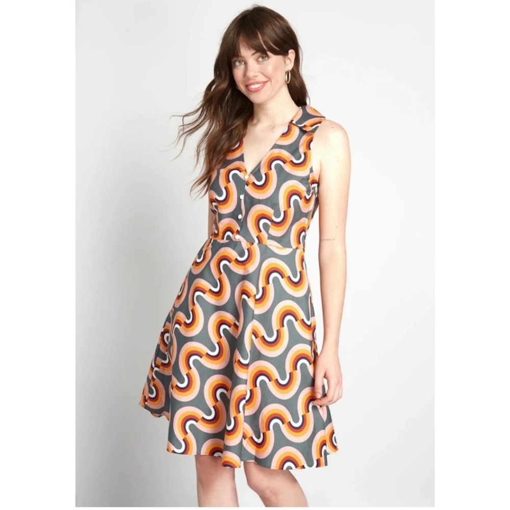 Modcloth Fit and Flare "Mod as Well" Sundress, Sz 8